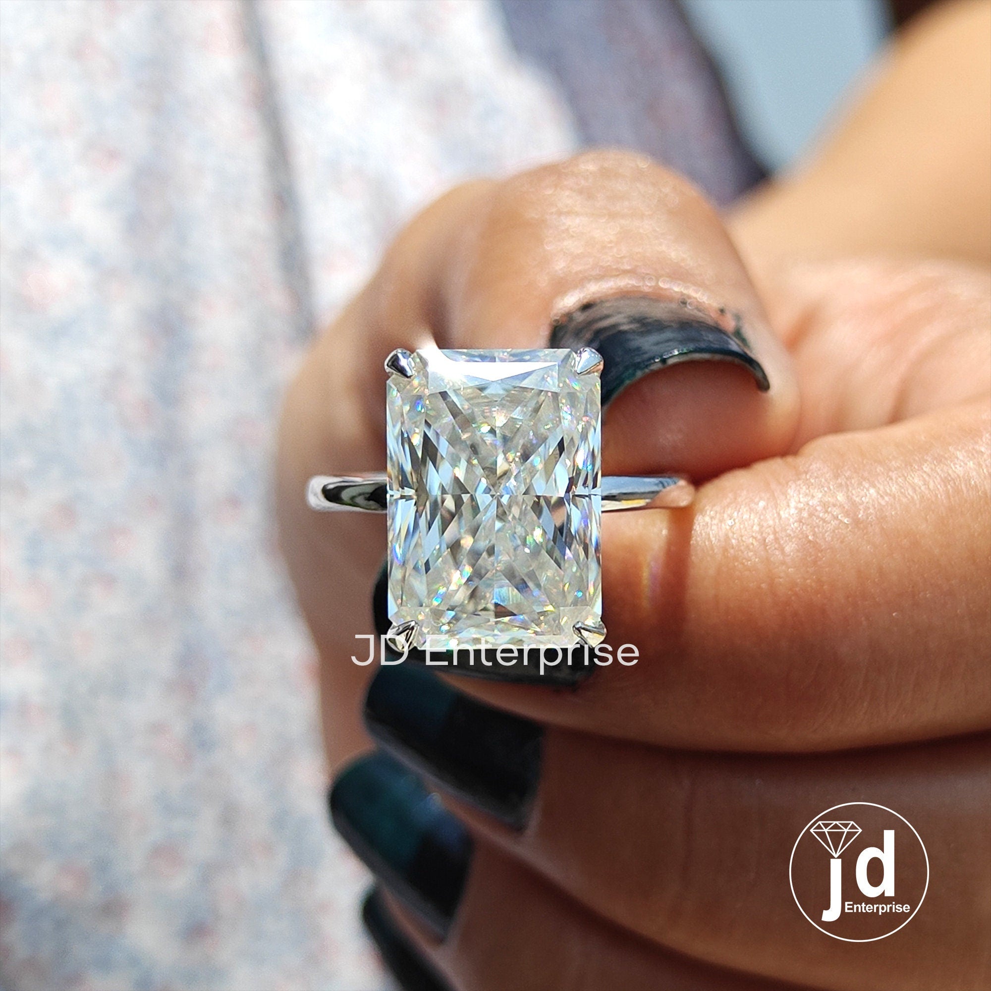 Large Radiant Cut Moissanite Engagement Ring, 7.50 CT Solitaire Wedding Ring, Best Quality Moissanite Ring for Women, Anniversary Gifts Ring