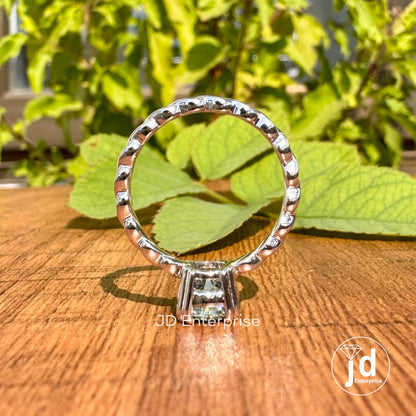1.00 CT Round Cut Cyan Bule Moissanite Solitaire Engagement Ring, Claw Prongs, Twisted Rope Band, Wedding Ring, Anniversary Gift