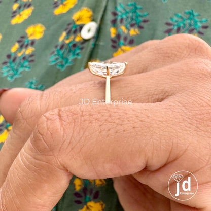 Step Cut Dutch Marquise Solitaire Moissanite Engagement Ring, Bridesmaid Ring, 14k Yellow Gold Proposal Ring Anniversary Gift Ring for Women