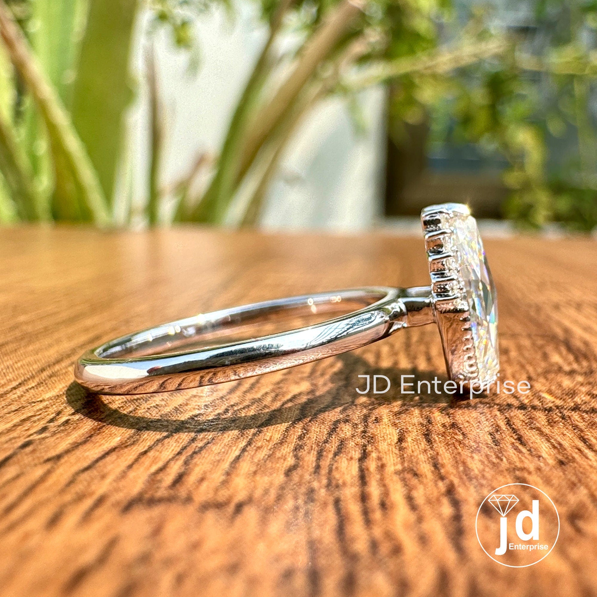 Stunning 1.00 CT Marquise Rose Cut Moissanite Engagement Ring, Half Halo Wedding Ring, Milgrain Ring, Anniversary Ring, Promise Ring