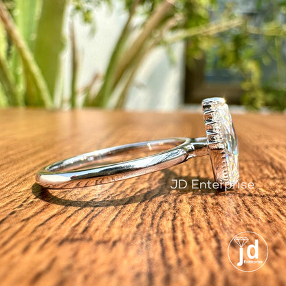 Stunning 1.00 CT Marquise Rose Cut Moissanite Engagement Ring, Half Halo Wedding Ring, Milgrain Ring, Anniversary Ring, Promise Ring