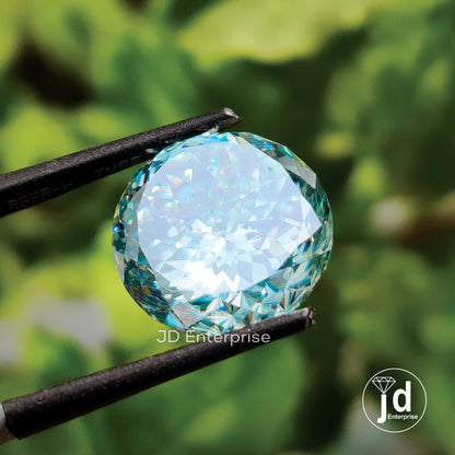 7.68CT Unique Portuguese Cut Blue Loose Moissanite for Engagement Ring, Vintage Moissanite Jewelry Making Stone, Anniversary Gift for Her