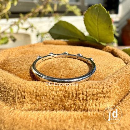 Round Cut Colorless Moissanite Wedding Band, Bubble Prong Set, Thin Distance Stacking Ring, Dainty Ring, Engagement Band, Bridal Set