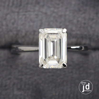 Timeless Elegance 3.00 CT Colorless Emerald Cut Moissanite Engagement Ring, Solitaire Wedding Ring, Anniversary Gifts Ring, Promise Ring