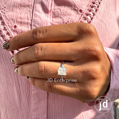 1.25 CT Princess Cut Moissanite Engagement Ring, Solitaire Wedding Ring, Princess Cut Moissanite Ring, Anniversary Gift Ring, Ring for Women