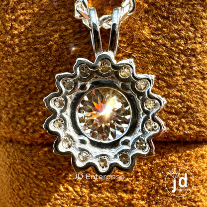 Flower Style 3.00 CT Portuguese Cut Cluster Halo Wedding Pendant, Colorless Moissanite Charm Pendant for Necklace, Engagement/Birthday Gifts