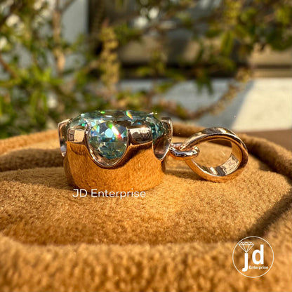 7.65 CT Portuguese Cut Blue-green Moissanite Pendant for Necklace, Solitaire Celtic Engagement Pendant, Anniversary Gift, Birthday Gift