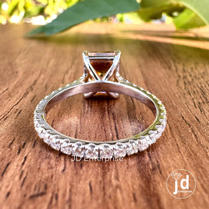 Elegant Criss Cut Champagne Moissanite Engagement Ring, Full Eternity Pave Bridal Ring, X-Facet Wedding Ring, Anniversary Ring, Promise Ring