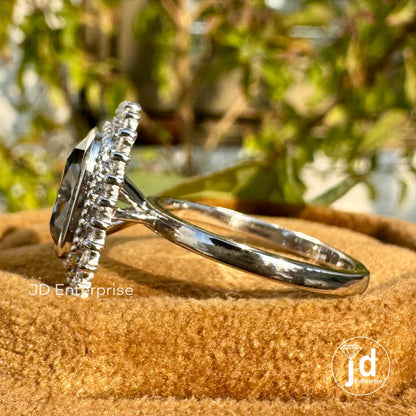2.50 CT Cushion Cut Grey Moissanite Engagement Ring, Milgrain Bezel Set Ring, Halo Moissanite Wedding Ring, Bridal Ring, Anniversary Ring