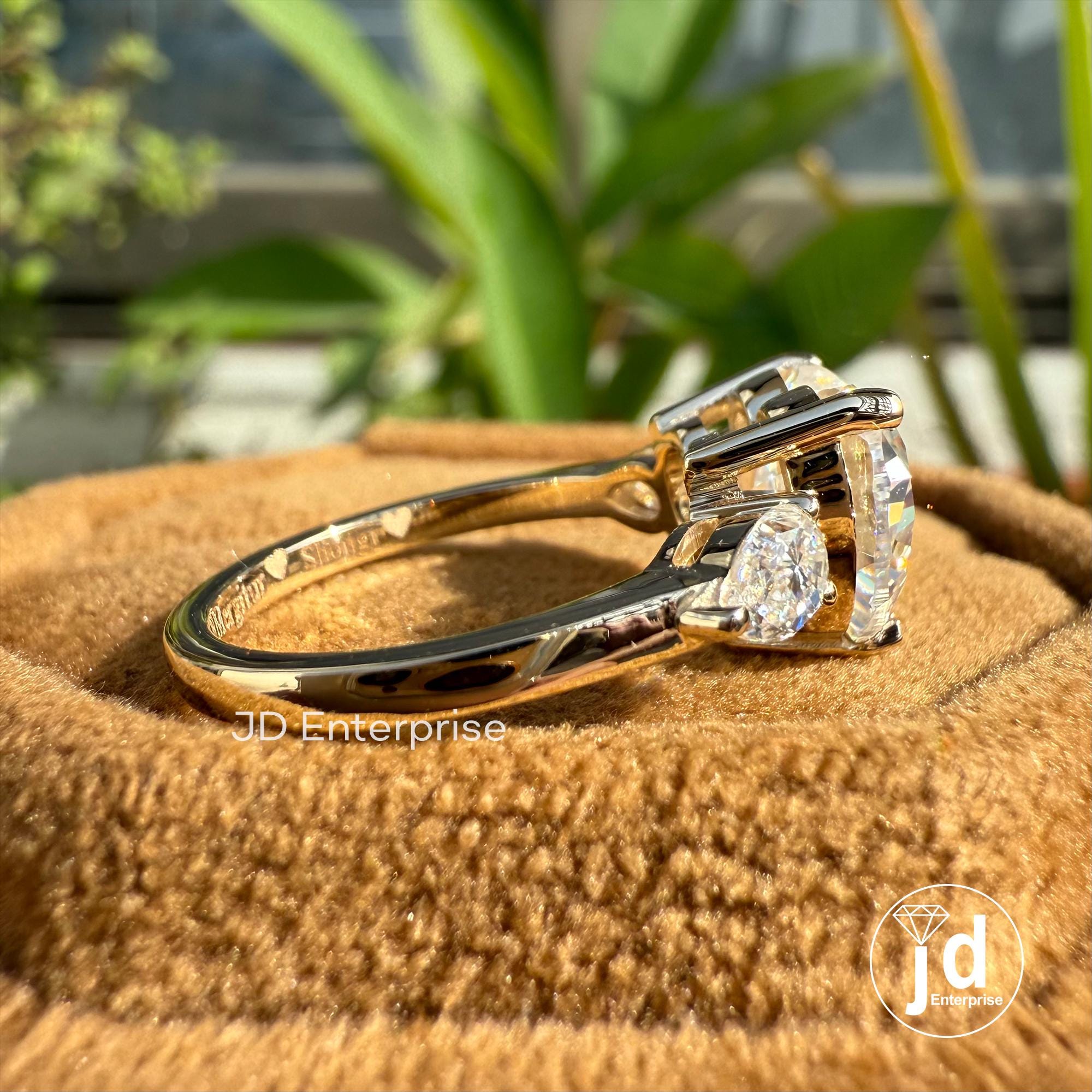 3.00 CT Heart Shape Colorless Moissanite Engagement Ring, Three Stone Wedding Ring, Side Stone Pear Cut, Anniversary Gifts Ring for Women