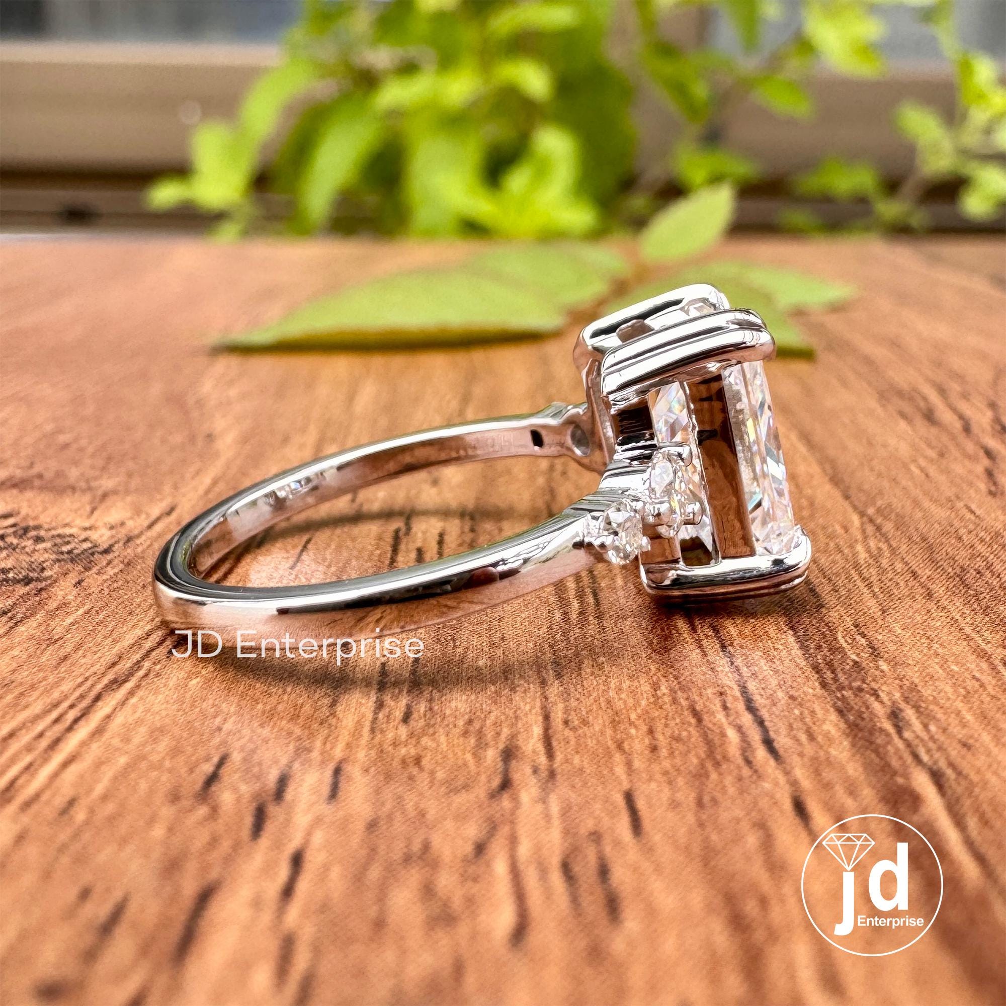 3.00 TW Colorless Radiant Cut Moissanite Engagement Ring, Five Wedding Stone Ring, Anniversary Ring for Her, Promise Ring for Women