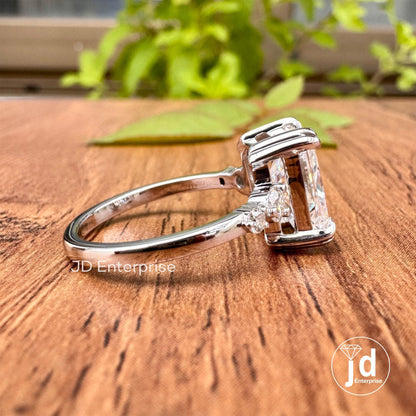 3.00 TW Colorless Radiant Cut Moissanite Engagement Ring, Five Wedding Stone Ring, Anniversary Ring for Her, Promise Ring for Women