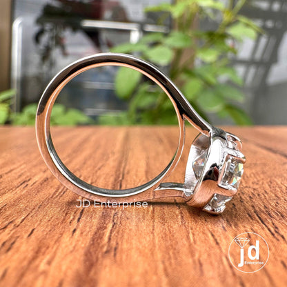 4.00 CT Old Mine Pear Moissanite Ring, Light Grey Moissanite Bridesmaid Ring, Solitaire Engagement Ring, Eight Prong Moissanite Ring