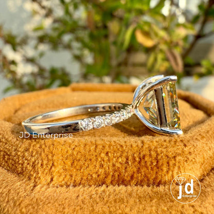 Vintage 3.00 CT Princess Cut Canary Yellow Moissanite Engagement Ring, Pave Wedding Ring, Anniversary Gift, Bridal Ring, Proposal Ring