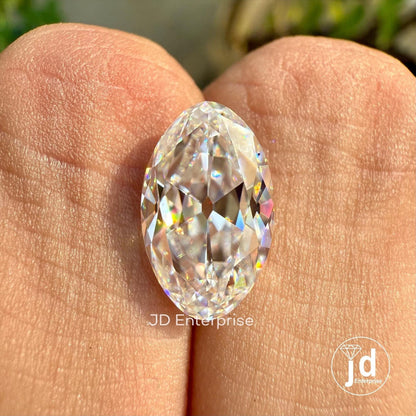 3.40 CT Colorless Old Mine Moval Cut Loose Moissanite for Vintage Jewelry, VVS Clarity Solitaire Moissanite for Engagement or Wedding Ring