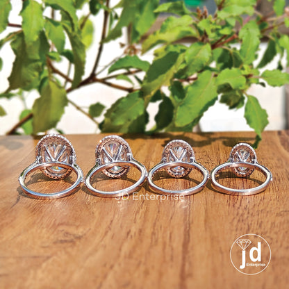 Vintage Halo Oval Cut Moissanite Engagement Ring, Pave Set Wedding Ring, Crushed Ice Anniversary Ring for Gift, Bridal Ring, Propose Ring