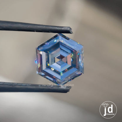 Hexagon Step Cut Grey Loose Moissanite. Handcrafted Unique Stone, Diamond Alternative, Stone for Engagement Ring and Jewelry