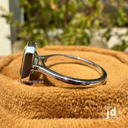 Emerald Cut Moissanite Proposal Ring, 2.50 CT Blue Green Moissanite Anniversary Ring, Solitaire Bridal Ring, Bezel Set Wedding Ring