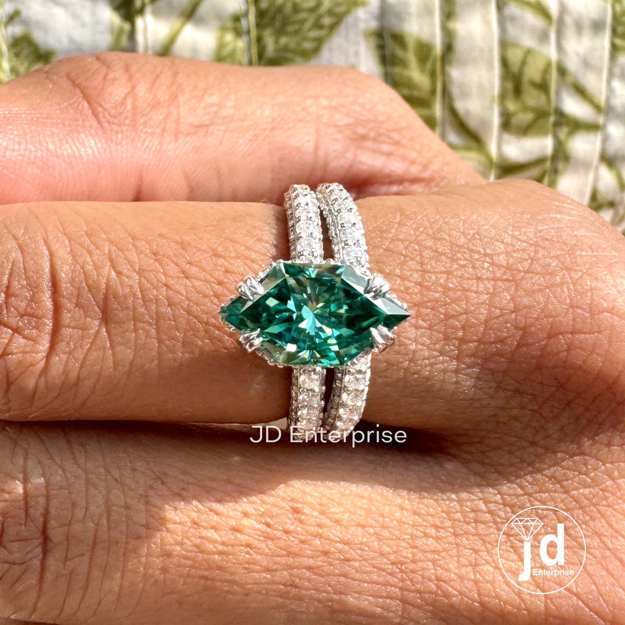 Dutch Marquise Cut Moissanite Hidden Halo Engagement Ring, Comfort Fit Wedding Ring Set, Three Row Pave Bridal Ring Set, Wedding Band