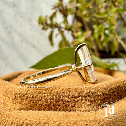 1.80 CT Colorless Lozenge Cut Moissanite Ring, Kite Cut Solitaire Ring, Yellow Gold Engagement Ring, Unique Wedding Ring, Anniversary Gift