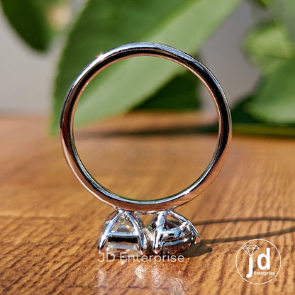 Colorless & Light Grey Moissanite Toi Et Moi Ring, Emerald and Pear Cut Two Stone Ring, White Gold Wedding Ring, Anniversary Gift, Bridal