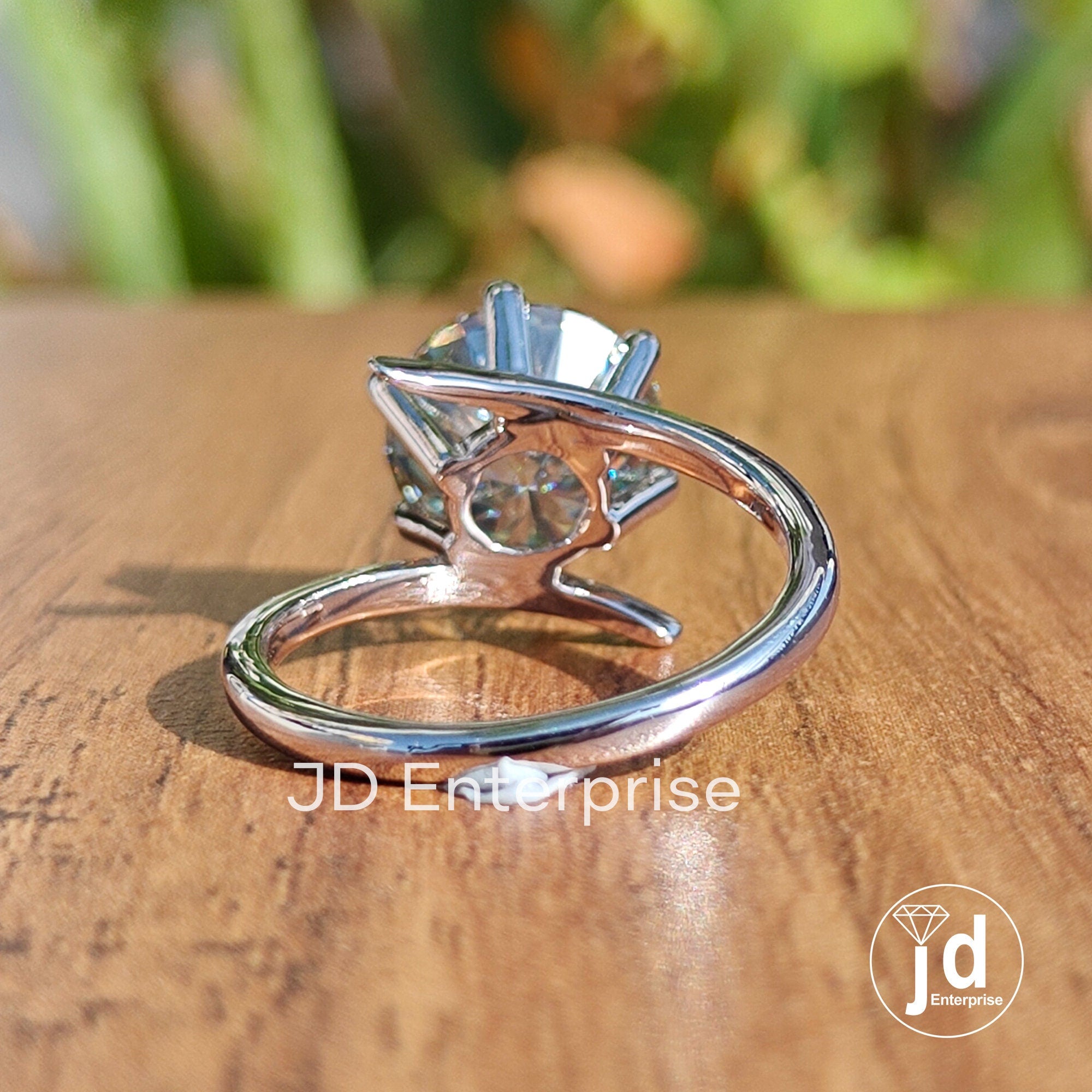 3.50 CT Round Light Blue Moissanite Engagement Ring, Contemporary Tension Set Ring, Solitaire Wedding Ring, Anniversary Gift, Bridal Ring