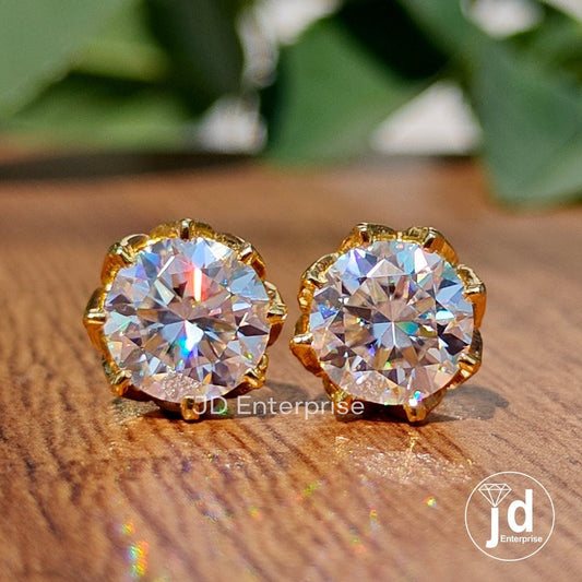 4.30 TCW Round Brilliant Cut Colorless Moissanite Stud Earrings, Wedding Earrings, Screw Back Earrings, Anniversary Gifts, Everyday Earrings