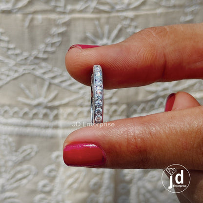 Stunning 2.00 MM Round Cut Moissanite Wedding Band in Channel Set, Full Eternity Moissanite Wedding Band, Stacking Band, Bridal Ring Set