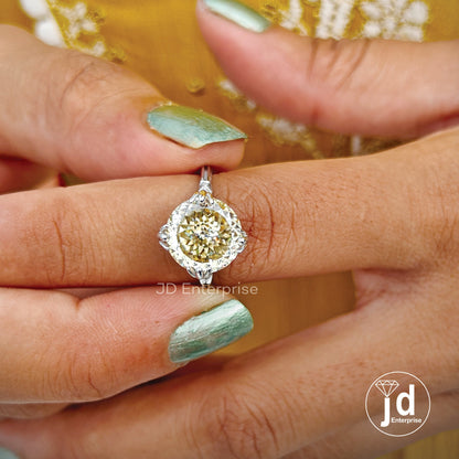 5.14 CT Portuguese Cut Canary Yellow Moissanite Ring, Engagement Ring, Solitaire Wedding Ring, 10k/14k/18k Gold Anniversary Ring, Bridal Set
