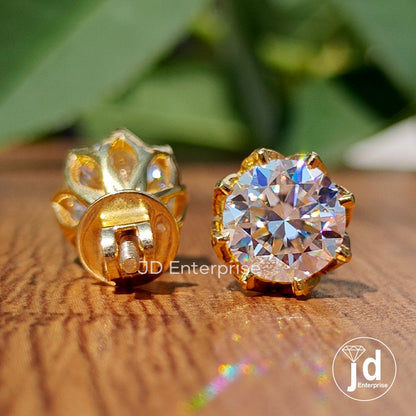 4.30 TCW Round Brilliant Cut Colorless Moissanite Stud Earrings, Wedding Earrings, Screw Back Earrings, Anniversary Gifts, Everyday Earrings