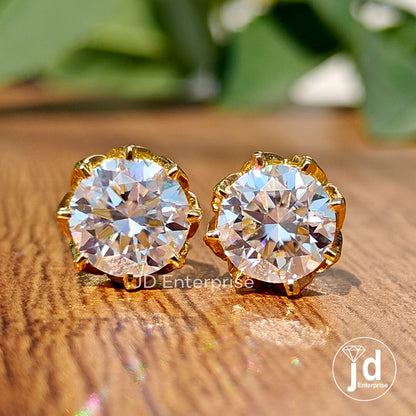 4.30 TCW Round Brilliant Cut Colorless Moissanite Stud Earrings, Wedding Earrings, Screw Back Earrings, Anniversary Gifts, Everyday Earrings