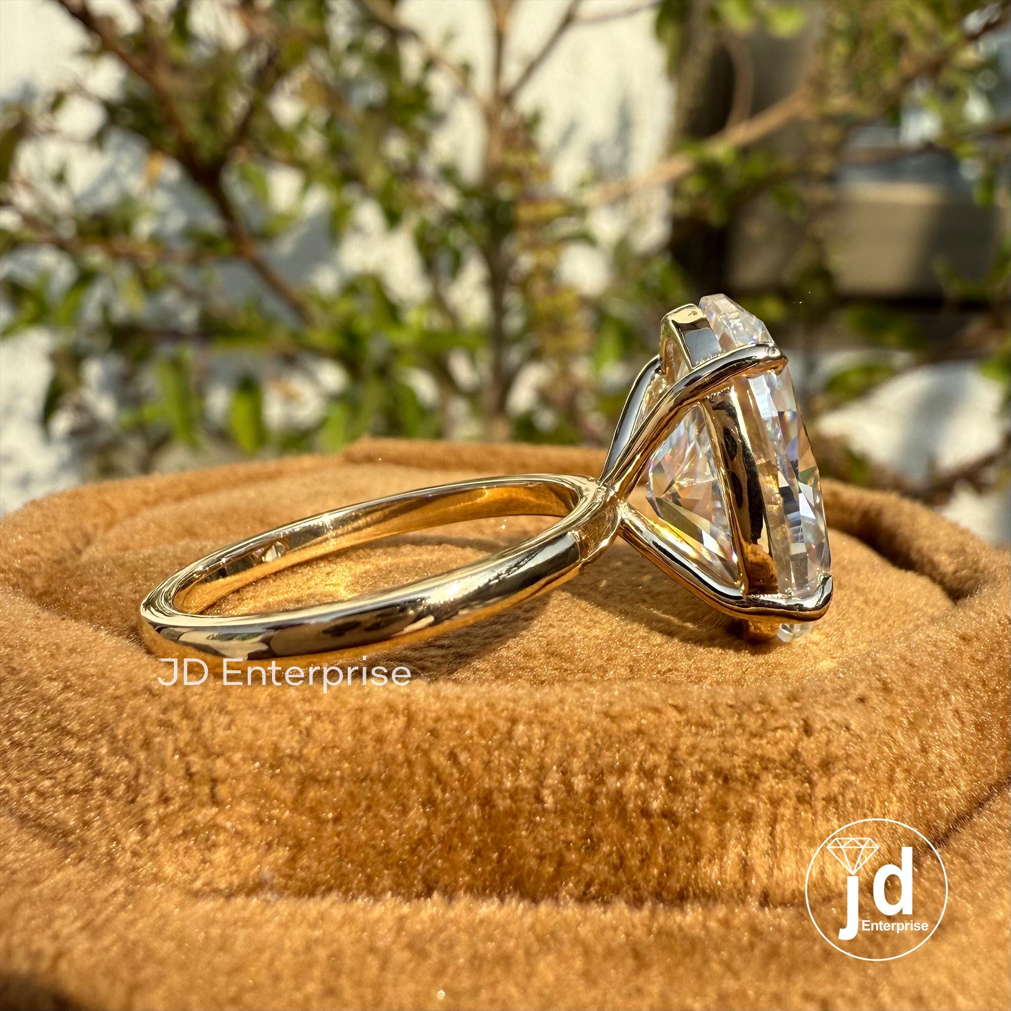 Large 6.50 CT Colorless Oval Cut Moissanite Engagement Ring, Solitaire Wedding Ring, 14k Yellow Gold Ring, Bridal Ring, Anniversary Ring