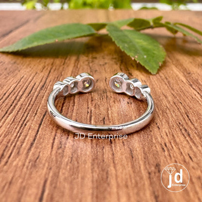 Open Cuff Round Cut Moissanite Wedding Band, Bezel Set Matching Engagement Band, Dainty Stacking Band, Half Eternity Stackable Ring