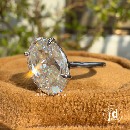 Vintage 4.00 CT Old Mine Oval Cut Moissanite Engagement Ring, Solitaire Wedding, Ring, Claw Prongs Set, Bridal Ring, Anniversary Gifts Ring
