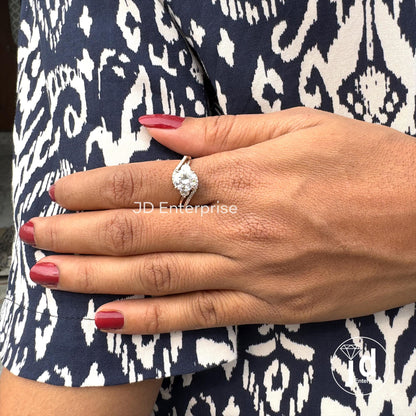 2.00 CT Round Moissanite Engagement Ring, Split Shank Anniversary Ring, Split Pave Set Wedding Ring, Bypass Shank Three Stone Bridal Ring