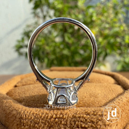 Bezel Set Vintage 3.00 CT Cushion Old Mine Cut Moissanite Engagement Ring, Tulip Basket Set Wedding Ring, Anniversary Gift, Promise Ring