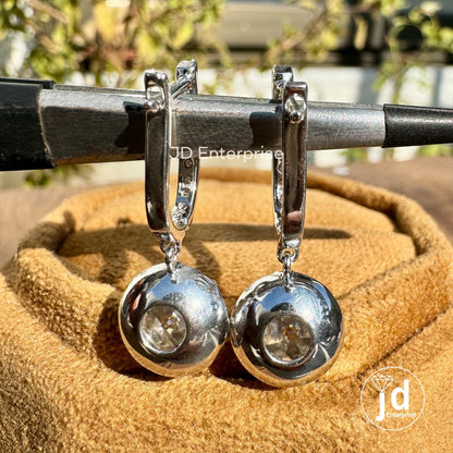 4.35 TW Round Old European Cut Moissanite Dangle and Drop Earrings, Wedding Earrings, Hoop Earring for Women, Bridal Earrings, Gift for Her