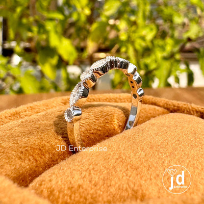 Art Deco Wedding Band, Half Eternity Band, Vintage Style Moissanite Band, Stacking Ring, Milgrain Band, Matching Anniversary Promise ring
