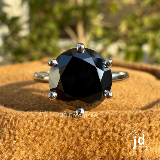 3.00 CT Round Cut Black Moissanite Engagement Ring, Promise Ring, Minimalist Ring for Women, Solitaire Wedding Ring, Anniversary Gift Ring