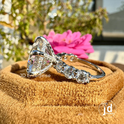 9.50 CT Large Round Cut Moissanite Hidden Halo Ring, Petite Pave Engagement Ring, Wedding Ring, Celebrity Style Anniversary Ring, Bridal
