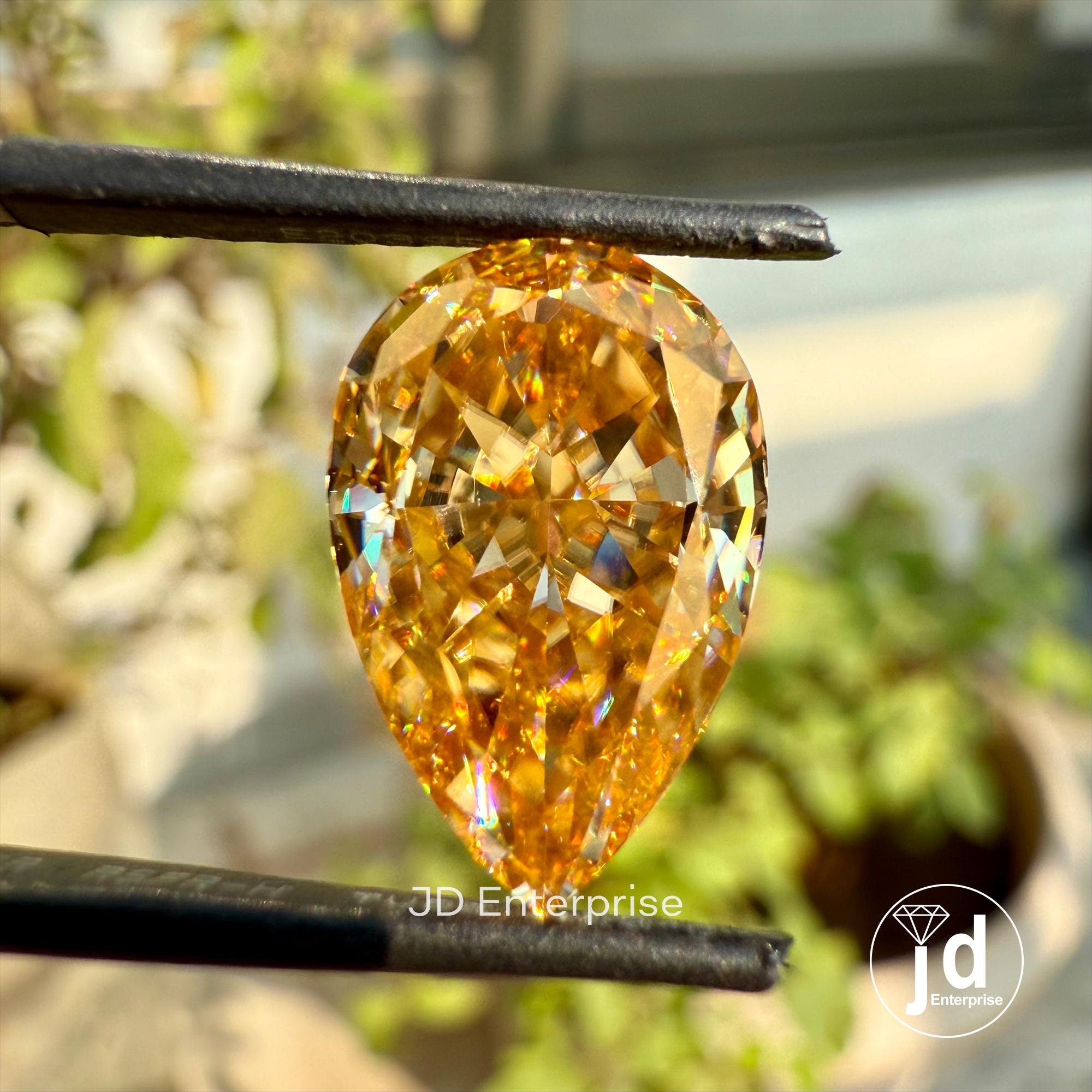 5.10 CT Pear Cut Champagne Loose Moissanite for Engagement Ring, Tear Drop Moissanite, Handmade Champagne Moissanite, Custom Jewelry