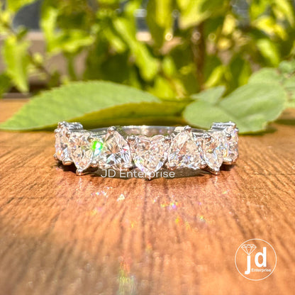 2.25 TCW Heart Shaped Moissanite Band, Moissanite Engagement Band, Matching Anniversary Band, 10k/14k/18k Gold Half Eternity Wedding Band