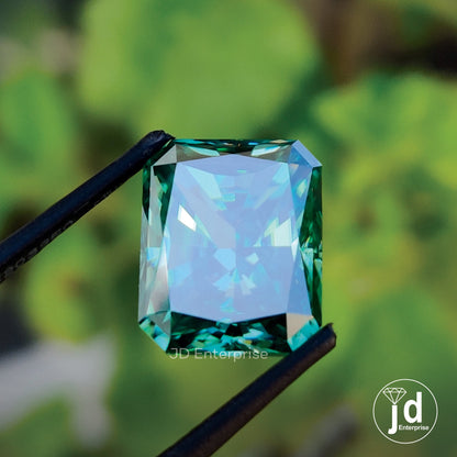 5.25 CT Radiant Green Moissanite | Loose Moissanite for Pendant, Engagement Ring, Anniversary Gift | Customized or Personalized