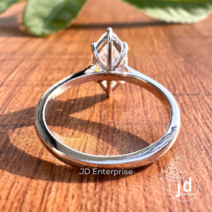 2.10 CT Marquise Cut Colorless Moissanite Solitaire Ring, Comfort Fit Classic Engagement Ring, Wedding Ring, Proposal Ring, Anniversary Ring