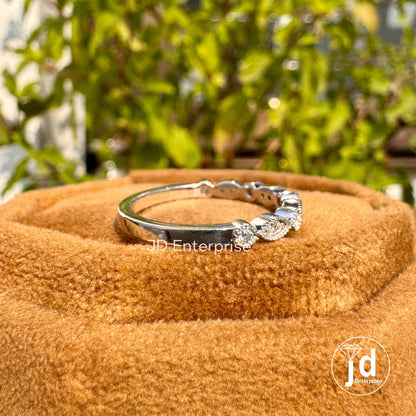 Art Deco Wedding Band, Half Eternity Band, Vintage Style Moissanite Band, Stacking Ring, Milgrain Band, Matching Anniversary Promise ring