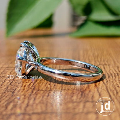 Toi Et Moi Ring, 3.61 TW Radiant and Pear Moissanite Ring, Two Stone Engagement Ring, Wedding Ring, Anniversary Gift for Her, Bridal Set