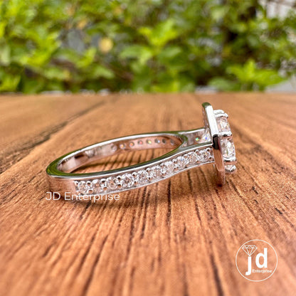 1.50 CT Portuguese cut Colorless Moissanite Engagement Ring, Halo Wedding Ring, Side Stone Round Pave Ring, Octagon Shape Bridal Ring