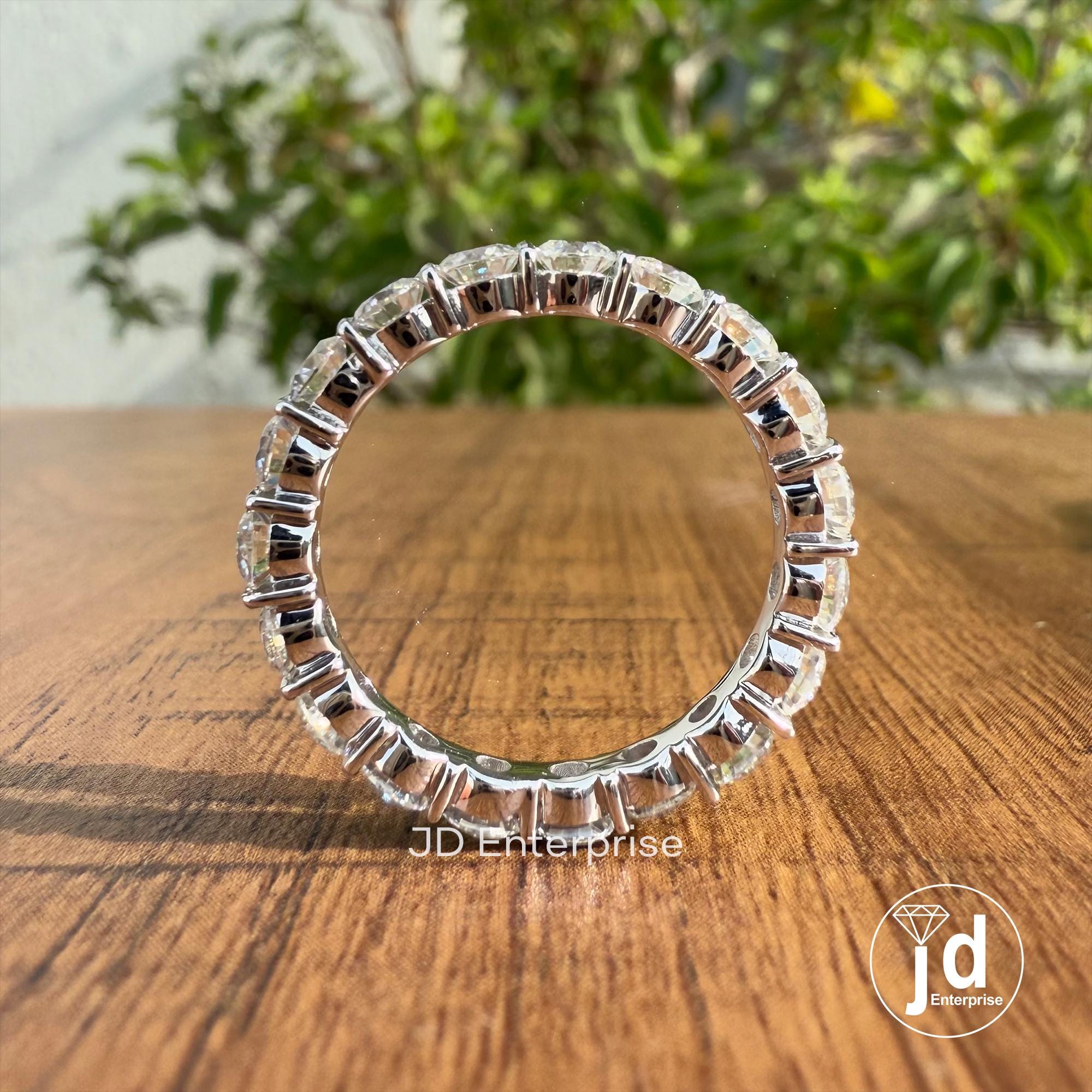 Eternity Wedding Band, 3.00 MM Round Moissanite Wedding Band, Engagement Ring, Bar Setting Matching Band, Bridal Set, Stacking Band for Gift