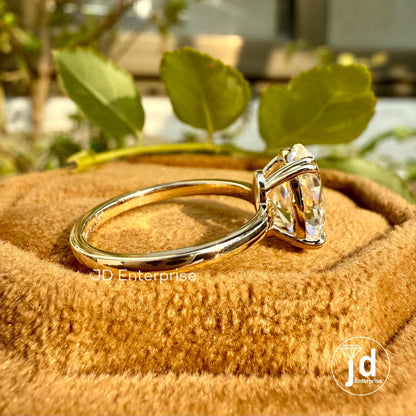 2.00 CT Moval Old Mine Cut Moissanite Ring, Vintage Engagement Ring, Solitaire Wedding Ring, Double Claw Prongs, Anniversary Ring for Women
