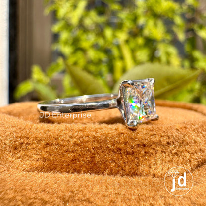 1.25 CT Princess Cut Moissanite Engagement Ring, Solitaire Wedding Ring, Princess Cut Moissanite Ring, Anniversary Gift Ring, Ring for Women